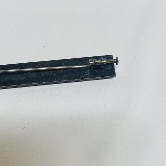 Art Deco Geometric Pin Rhinestone Bar Brooch Rectangle Pierre Bex - Picture 4 of 5